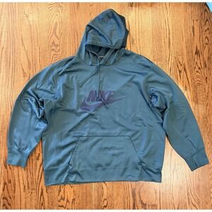 Nike Therma-FIT Pullover Hoodie Tonal Swoosh XXL Teal Green 818723-339 Midweight
